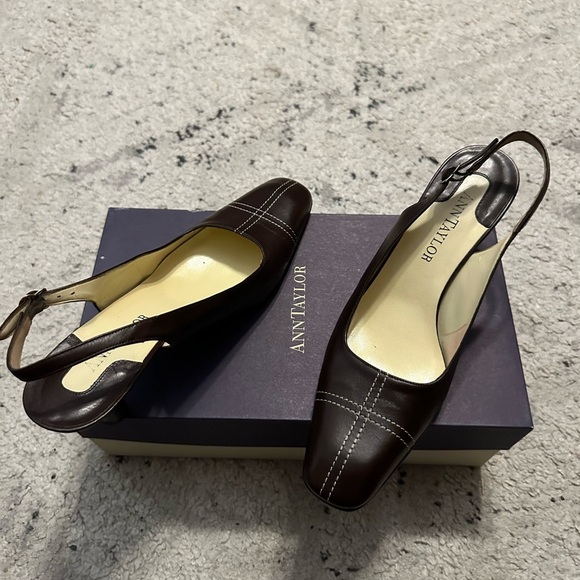 Ann Taylor Shoes - Ann Taylor Brown Chelsea Slingback Heels 6M